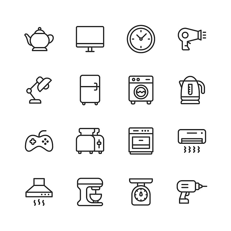 家用電器標(biāo)志符號(hào)圖標(biāo)設(shè)計(jì) 電插頭、多功能炊具與咖啡機(jī)的視覺(jué)語(yǔ)言